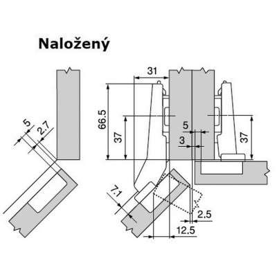 BLUM Clip top naložený úhlový závěs 45/110° - 79T5550