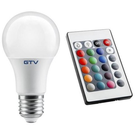 LED žárovka A60 mléčná RGB -  E27, 10W, RGB