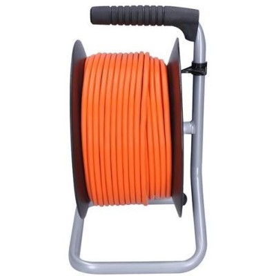 Prodlužovací přívod na bubnu, 4 zásuvky, 50m, oranžový kabel, 3x 1,5mm2