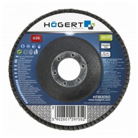 Diskový brusný kotouč s trnem HOGERT HT8D050 - 125x22,4 G36