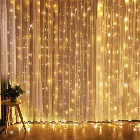 LED vánoční závěs okenní, stříbrný, 300x mini LED, časovač, 8 funkcí, USB