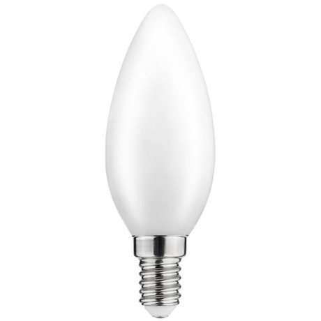LED žárovka C35 mléčný středně teplá -  E14, 4W, 4000K, 420lm, 220-240V, F - středně teplá