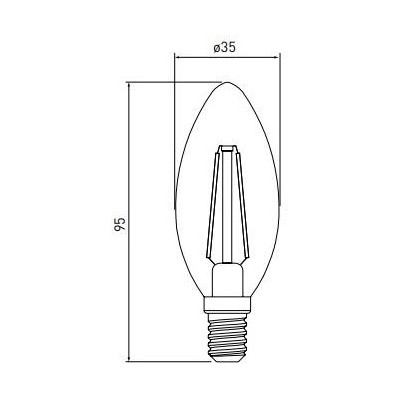 LED žárovka C35 mléčný středně teplá -  E14, 4W, 4000K, 420lm, 220-240V, F - středně teplá