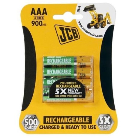 Nabíjecí baterie JCB RTU NiMH AAA/R03, 900mAh, přednabitá, blistr 4 ks