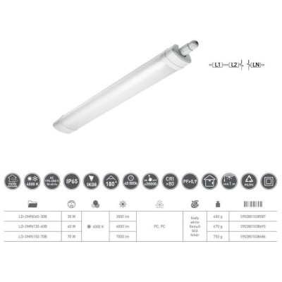 OMNIA LED BIS hermetické svítidlo, 60W neutrální 120cm