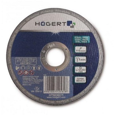 Korundový kotouč na řezání kovu a inoxu HOGERT HT6D601 - 115 mm, 1 mm