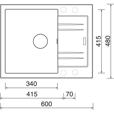 kuchyňský dřez granitový-LINEA 600 N TITANIUM Sinks - Granit - TITANIUM