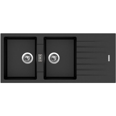 kuchyňský dřez granitový-PERFECTO 1160 DUO METALBLACK Sinks - Granit - METALBLACK