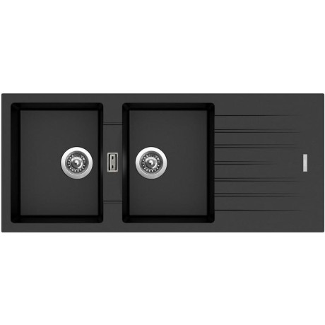 kuchyňský dřez granitový-PERFECTO 1160 DUO METALBLACK Sinks - Granit - METALBLACK