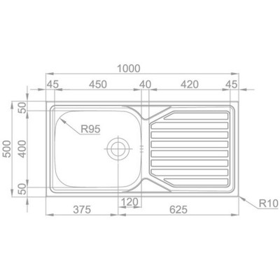 kuchyňský dřez- OKIO 1000 XXL V 0,6MM LEŠTĚNÝ Sinks - Nerez - leštěný