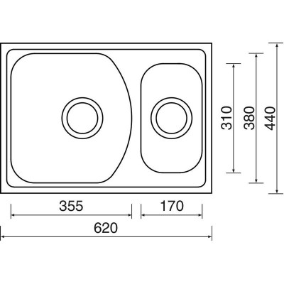 kuchyňský dřez- TWIN 620.1 V 0,6MM MATNÝ Sinks