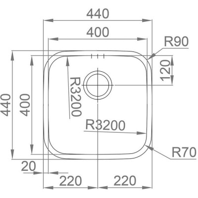 kuchyňský dřez-BAHIA 440 V 0,8MM TROJMONTÁŽ LEŠTĚNÝ Sinks - Trojmontáž
