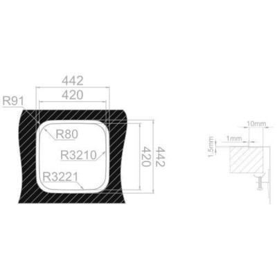 kuchyňský dřez-BAHIA 440 V 0,8MM TROJMONTÁŽ LEŠTĚNÝ Sinks - Trojmontáž