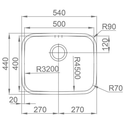 kuchyňský dřez-BELÉM 540 V 0,8MM TROJMONTÁŽ LEŠTĚNÝ Sinks - Trojmontáž
