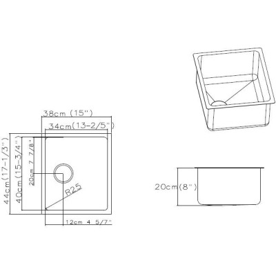 kuchyňský dřez-BLOCK 380 V 1MM KARTÁČOVANÝ Sinks