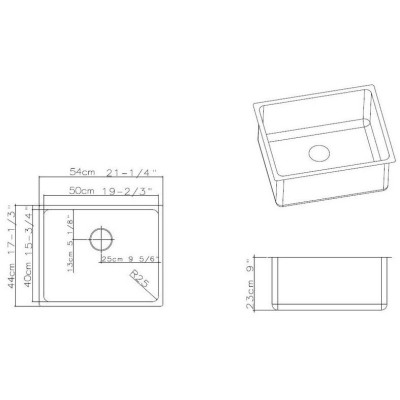 kuchyňský dřez-BLOCK 540 V 1MM KARTÁČOVANÝ Sinks