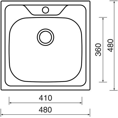 kuchyňský dřez-CLASSIC 480 V 0,6MM MATNÝ Sinks - Kulatá výpust 3 1/2 Nerez - matný