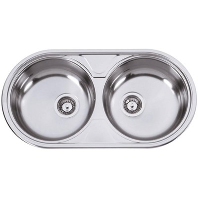 kuchyňský dřez-DUETO 847 V 0,6MM LEŠTĚNÝ Sinks - Kulatá výpust 3 1/2 Nerez - leštěný
