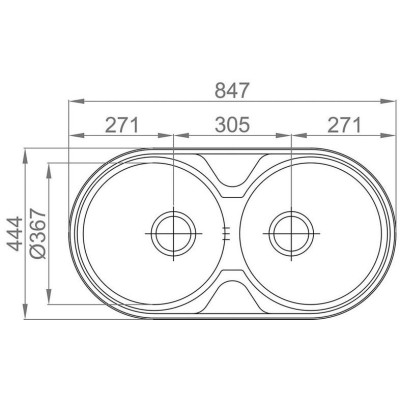 kuchyňský dřez-DUETO 847 V 0,6MM MATNÝ Sinks - Kulatá výpust 3 1/2 Nerez - matný