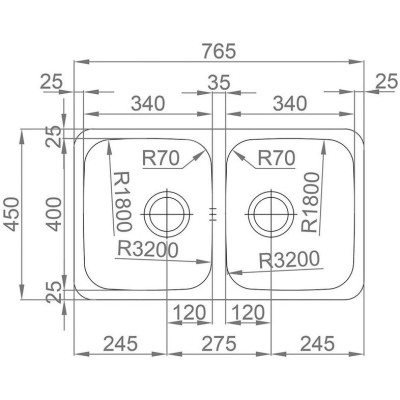kuchyňský dřez-DUO 765 V 1,0MM LEŠTĚNÝ Sinks