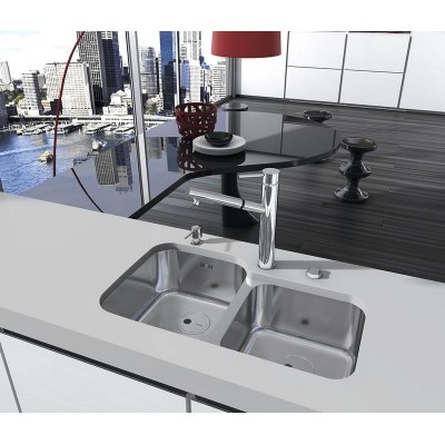 kuchyňský dřez-DUO 765 V 1,0MM LEŠTĚNÝ Sinks
