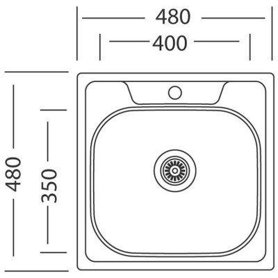 kuchyňský dřez-GALANT 480 M 0,5MM MATNÝ Sinks - Kulatá výpust 1 1/2
