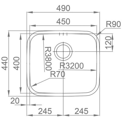 kuchyňský dřez-LAGUNA 490 V 0,8MM TROJMONTÁŽ LEŠTĚNÝ Sinks - Trojmontáž