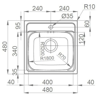 kuchyňský dřez-MANAUS 480 V 0,7MM LEŠTĚNÝ Sinks - Nerez - leštěný