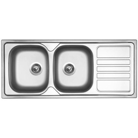 kuchyňský dřez-OKIO 1160 DUO V 0,6MM LEŠTĚNÝ - Nerez - leštěný