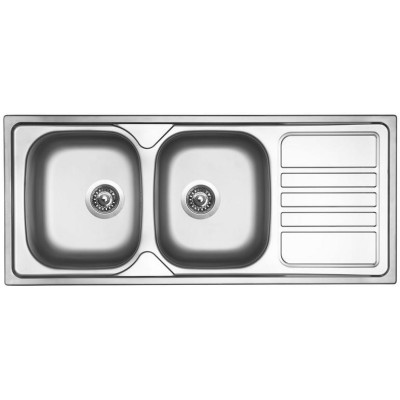 kuchyňský dřez-OKIO 1160 DUO V 0,6MM MATNÝ Sinks - Nerez - matný