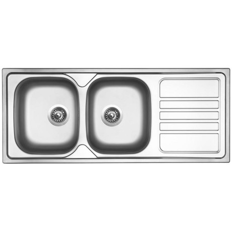 kuchyňský dřez-OKIO 1200 DUO V 0,7MM LEŠTĚNÝ Sinks - Nerez - leštěný