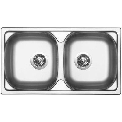 kuchyňský dřez-OKIO 780 DUO V 0,5MM MATNÝ Sinks - Kulatá výpust 3 1/2 Nerez - matný