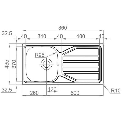 kuchyňský dřez-OKIO 860 V 0,5MM LEŠTĚNÝ Sinks