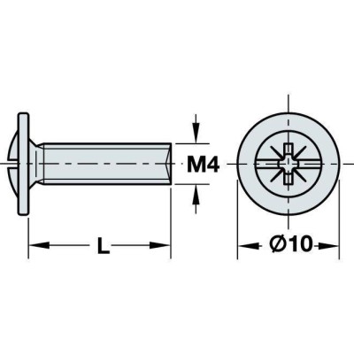 Šroub pro úchytky M4 x 23 mm DIN 967 - zinek bílý - M4 x 23 mm