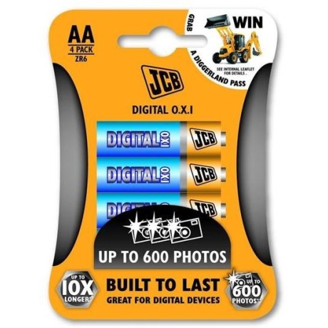 JCB OXI DIGITAL alkalická baterie LR06, blistr 4 ks